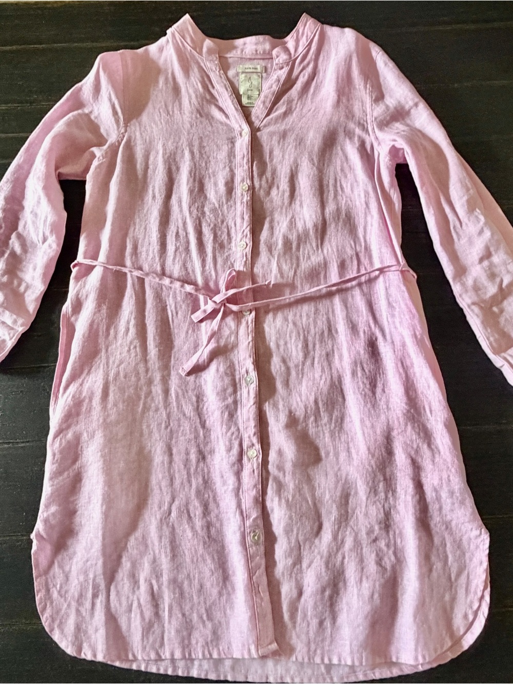 Joie Light Pink Button-Front Linen Shirt Dress - Picture 2 of 6